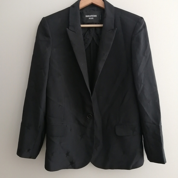 Zadig & Voltaire Victor Star Deluxe Embossed Black Blazer 38 (Medium) - Picture 3 of 17